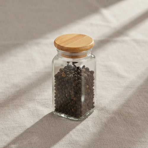 12pc pieces Glass Spice Jars with Bamboo Lids